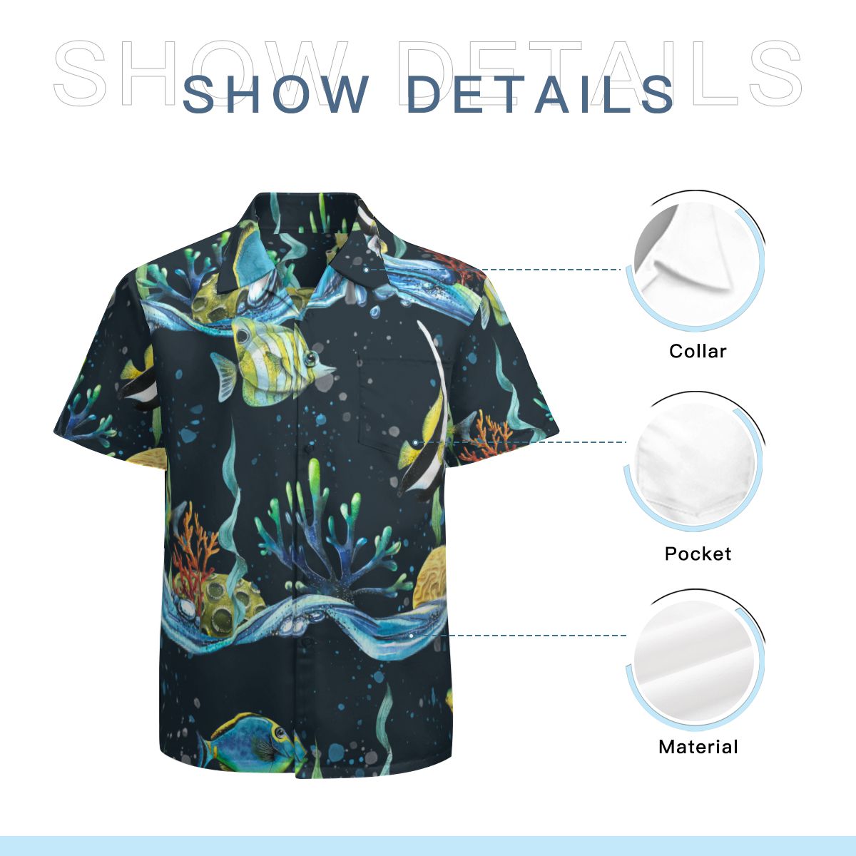 Fish With Seawaves Hawaiian Shirts No.26LJJW