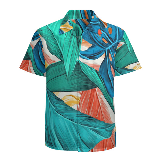 Colorful Tropical Monstera Leaves Graphic Hawaiian Shirts No.28O437