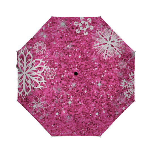 Snowflakes On Glitter Pink Id454 Brushed Polyester Umbrella No.2NPXJF
