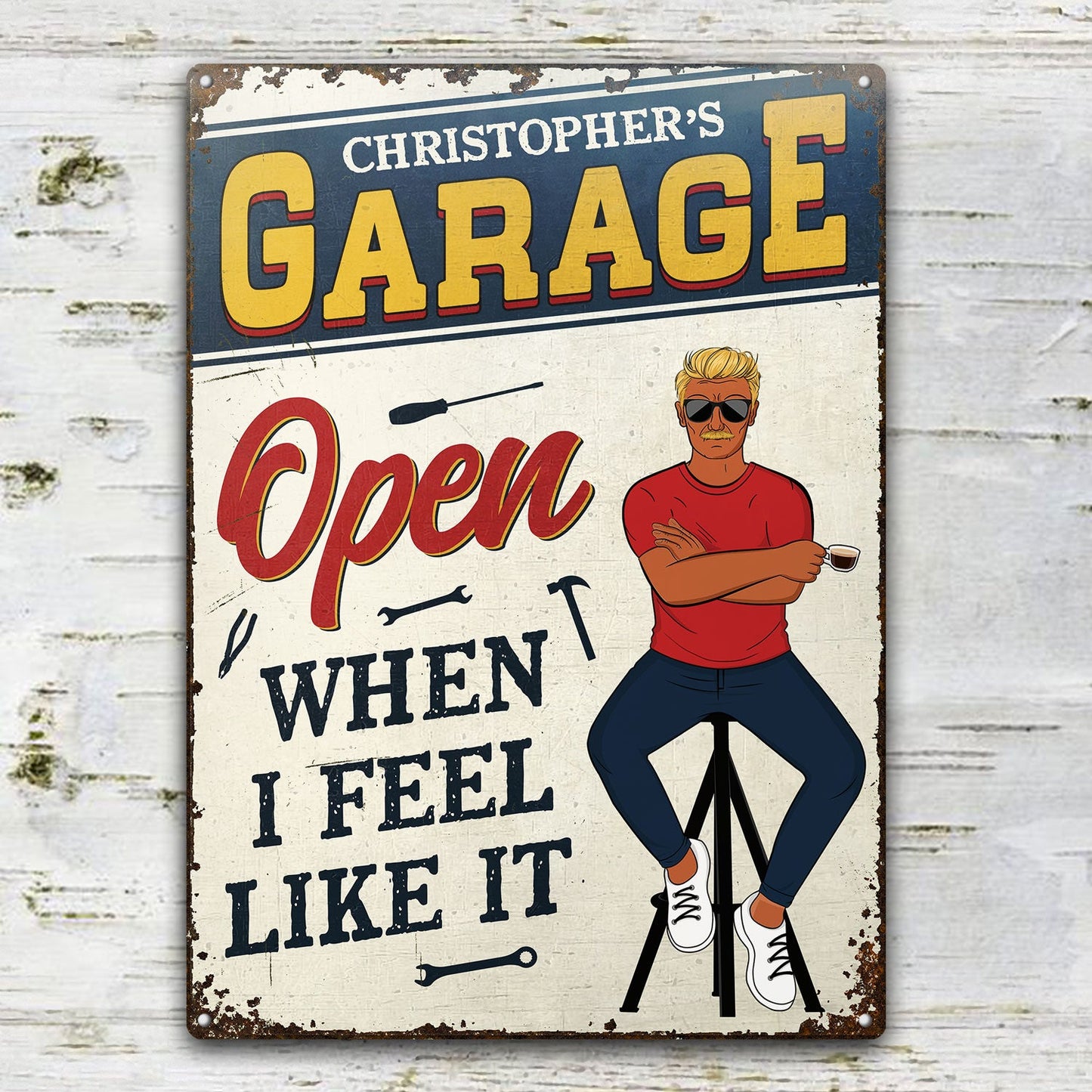 Retro Garage Fix Anything Except Stupid - Garage Home Decor - Personalized Custom Classic Metal Signs