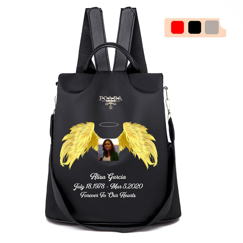Angel Wings Personalized Photo Memorial Backpack