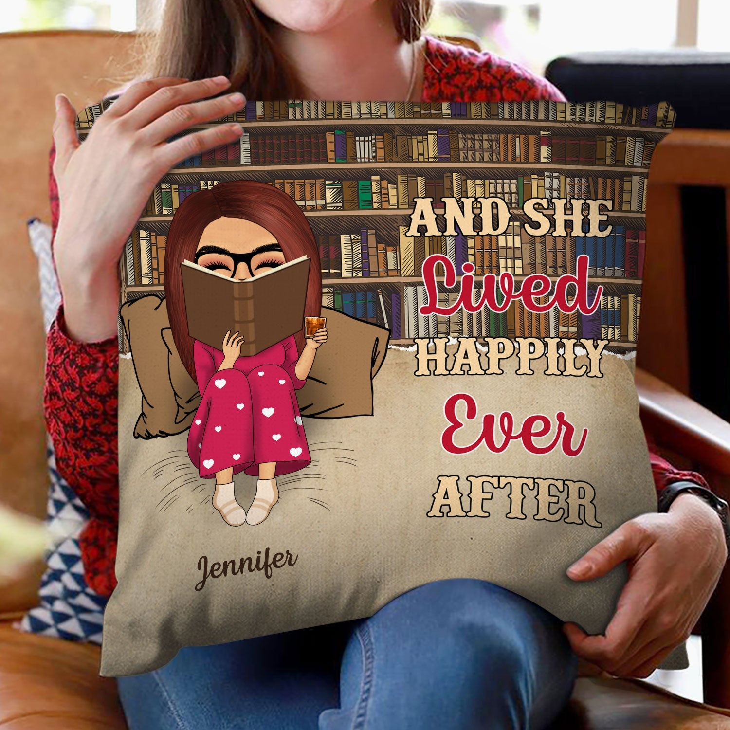 Reading Chibi Girl Just A Girl Who Loves Books - Personalized Pillow
