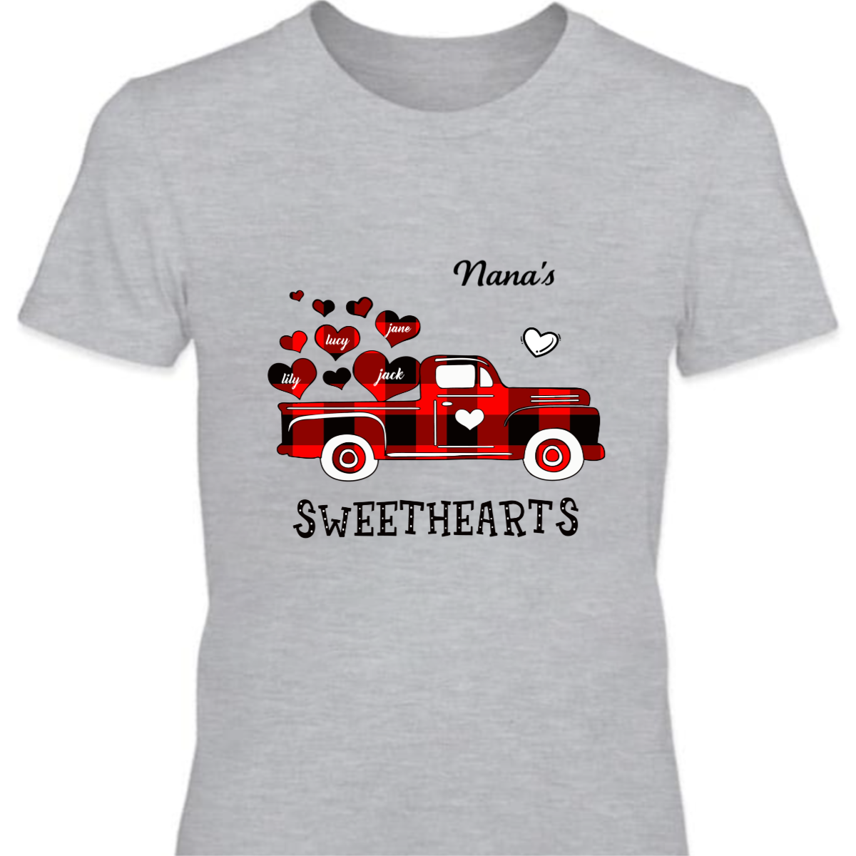 Custom Names Sweet hearts Red Truck Women's T-Shirt