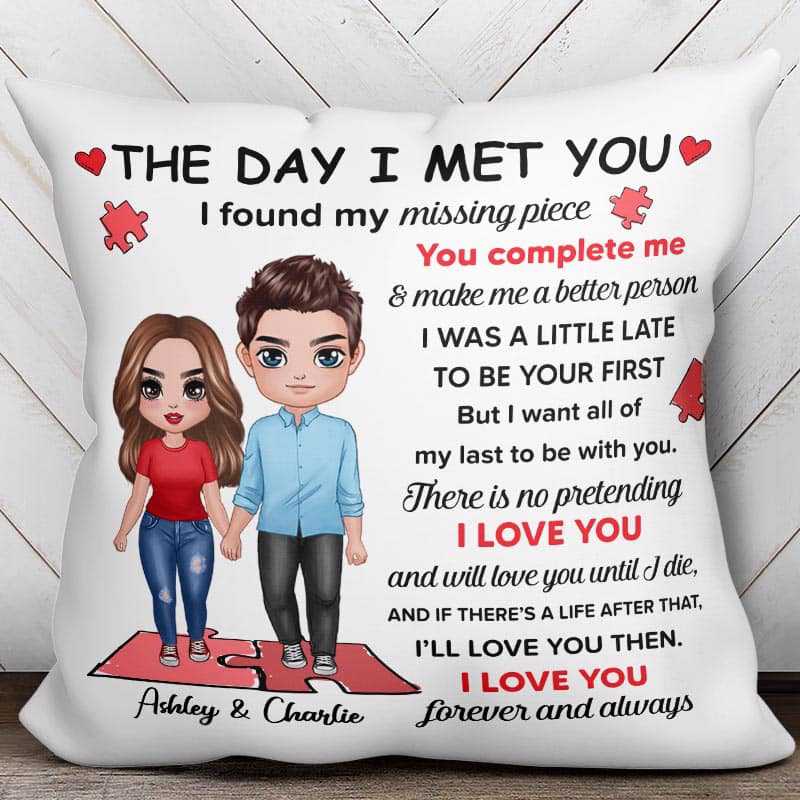 I Found My Missing Piece Doll Couple Valentine‘s Day Gift For Her For Him Personalized Pillow