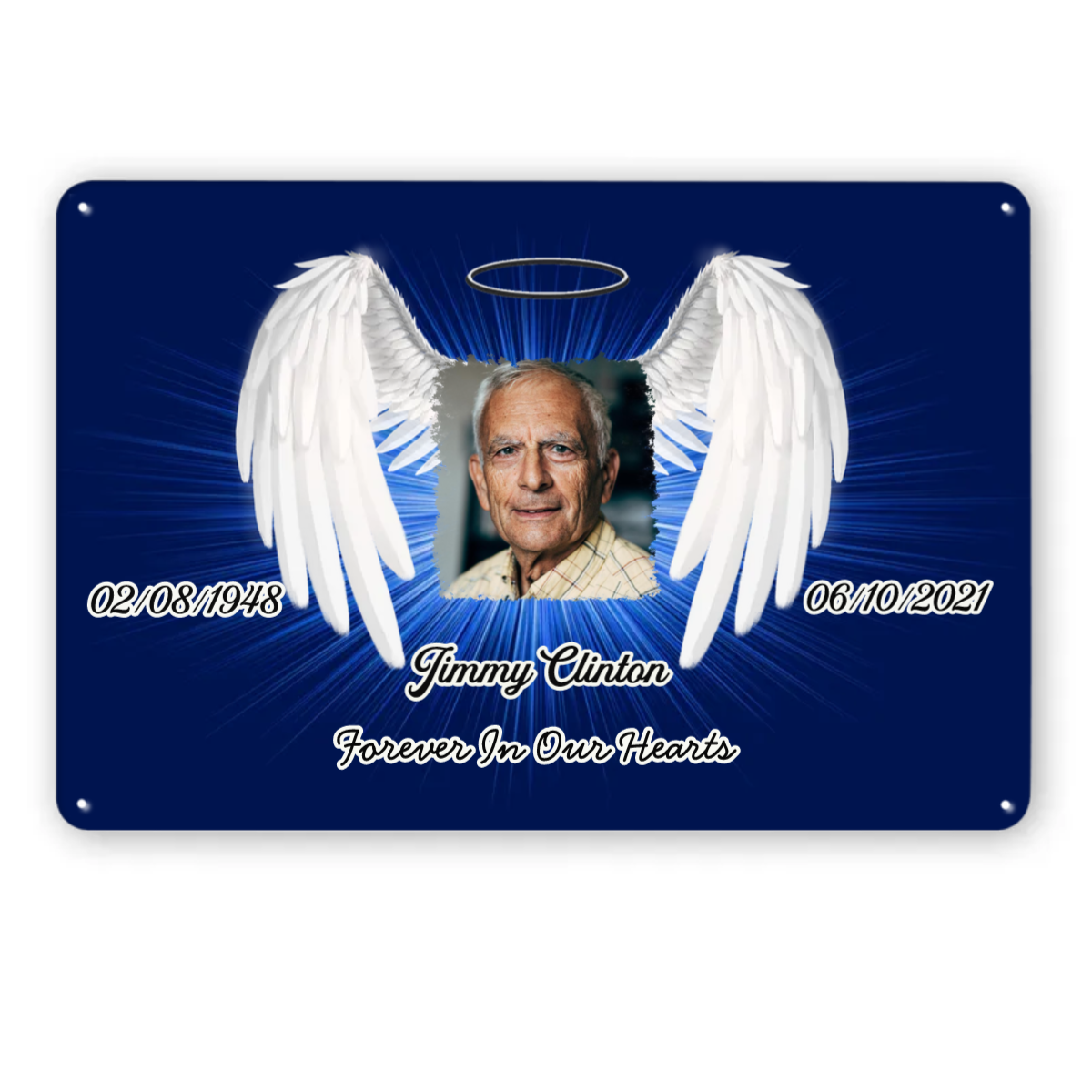 Personalized Photo & Texts Angle Wing Memorial Classic Metal Signs