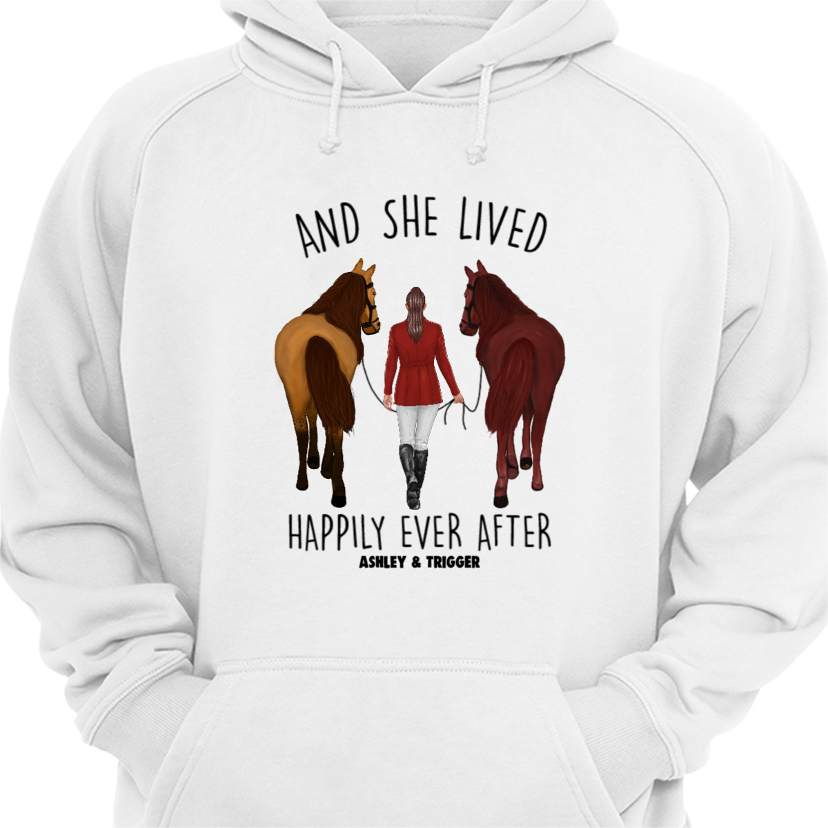 And She Lived Happy Ever After Horse Girl パーソナライゼーション パーカー スウェットシャツ