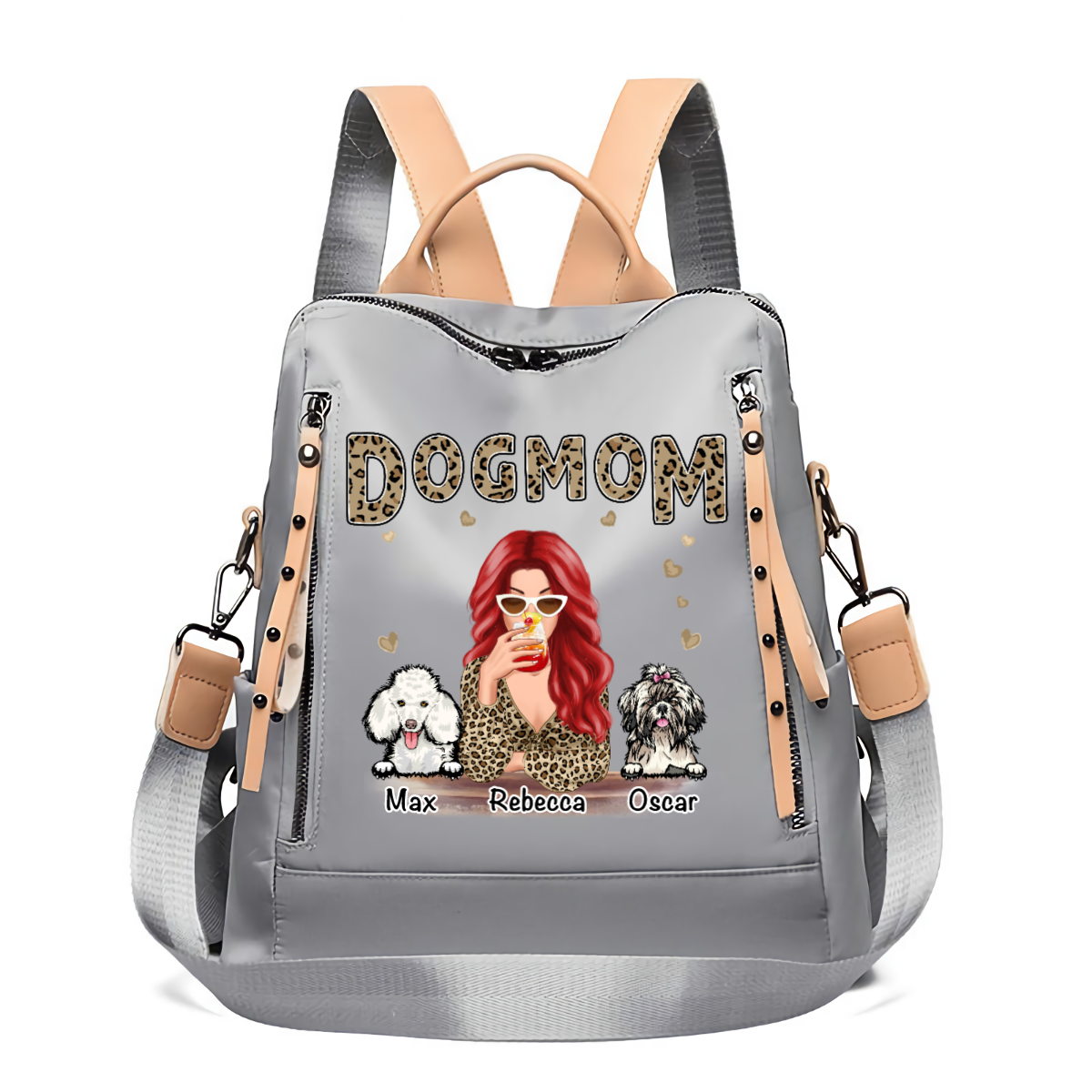 Leopard Shirt Dog Mom Personalized Backpack