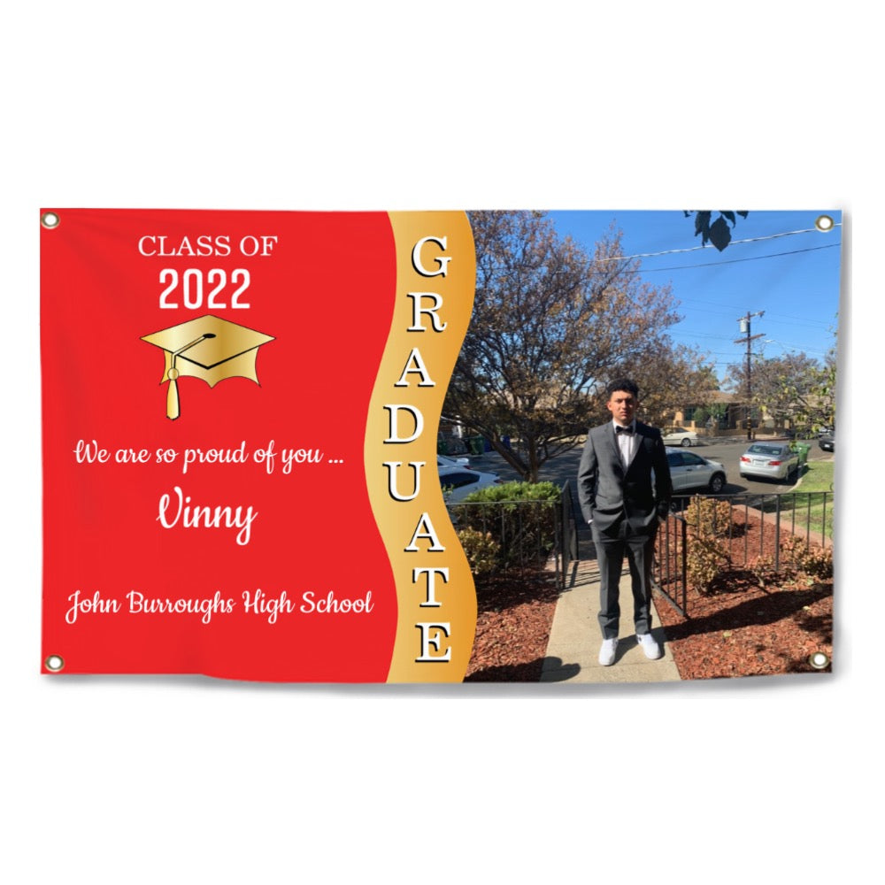 2022 Personalized Name/Photo, 7 Colors Congrats Graduate Wave Photo Banner
