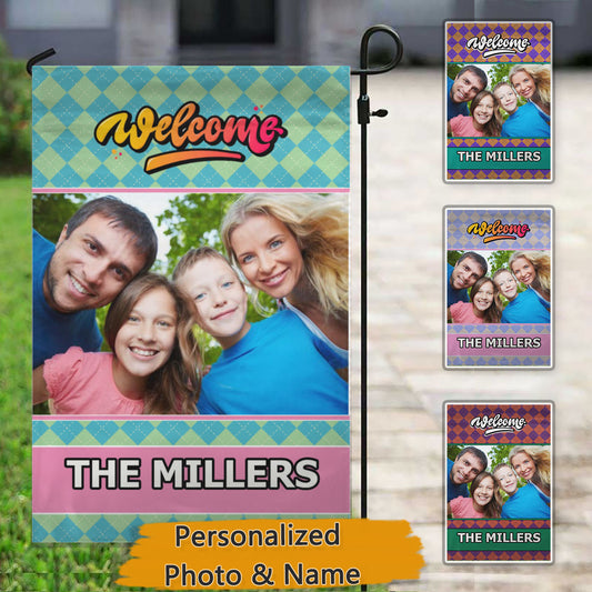 Easter Welcome – Personalized Photo & Family Name Garden & House Flag