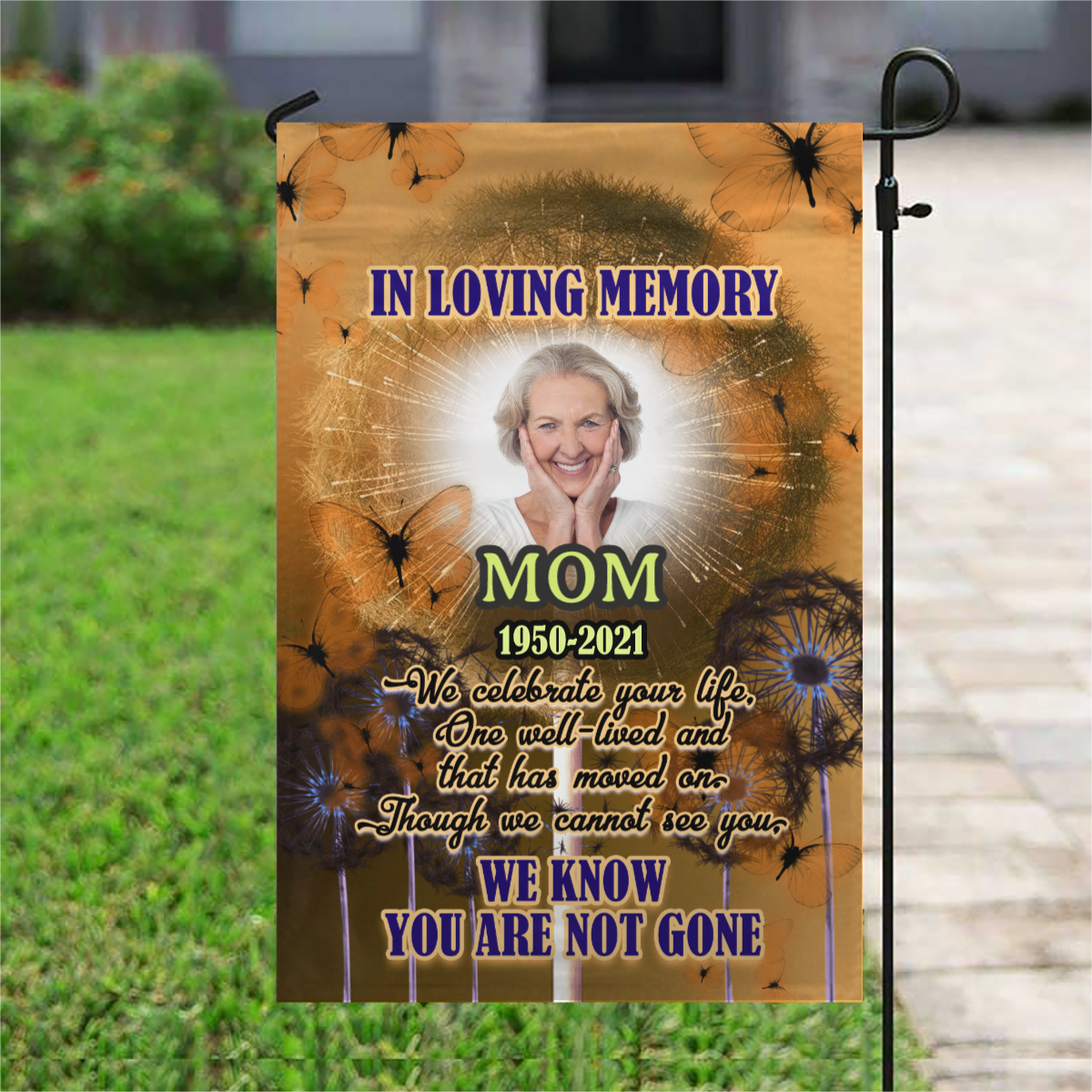 We Know You Are Not Gone Personalized Photo Memorial Garden & House Flag