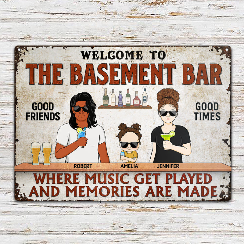 Where Music Get Played And Memories Are Made Couple Husband Wife Family Children - Backyard Sign - Personalized Custom Classic Metal Signs