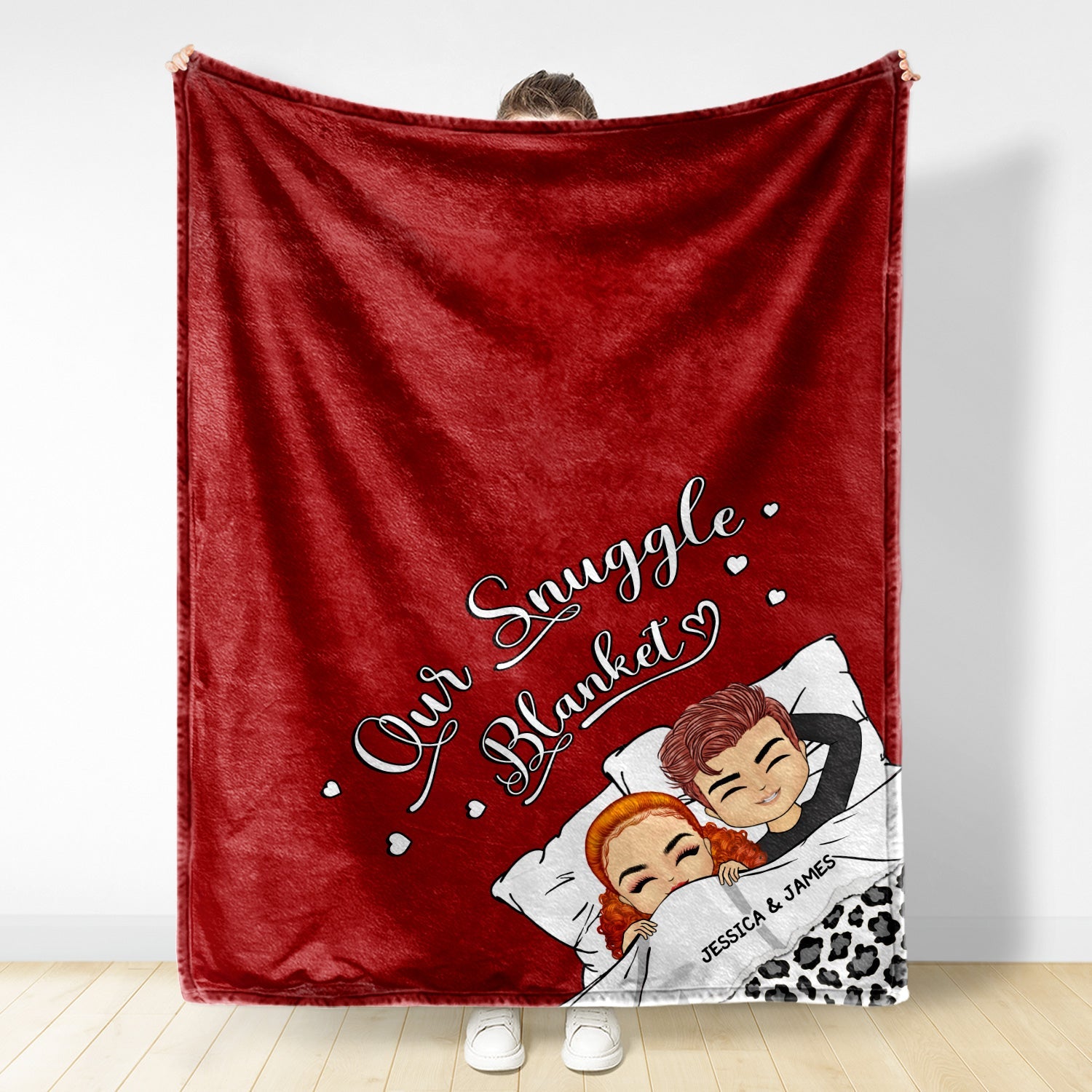 Couple Chibi Snuggle Blanket - Personalized Custom Fleece Blanket