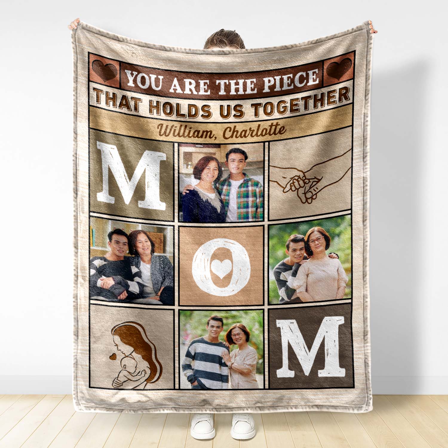 Custom Photo Mom You Are The Piece That Holds Us Together - Birthday, Loving Gift For Mother - Personalized Custom Fleece Blanket
