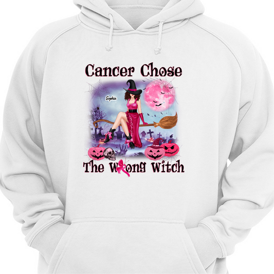 Cancer Chose The Wrong Witch Breast Cancer Personalized Hoodie Sweatshirt