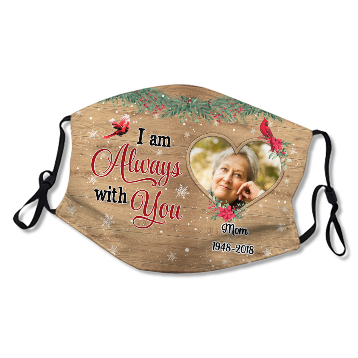Christmas Wreath Heart Photo Memorial Personalized Masks