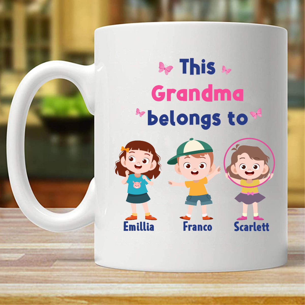 This Mom Grandma Belongs To Cartoon Kids Personalized Mug (Double-sided Printing)