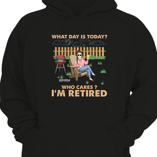 Retro What Day Is Today Who Cares - Retirement Gift - Personalized Hoodie Sweatshirt