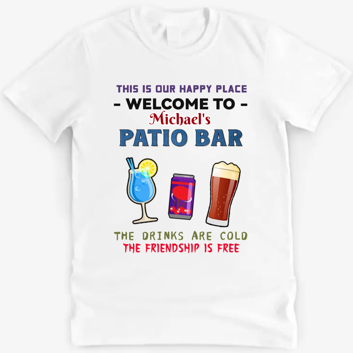 This Is Our Happy Place - Personalized Name & Drinks Classic Tee