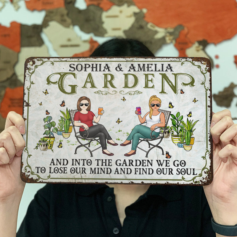 And Into The Garden We Go Gardening Family - Garden Sign For Couples - Personalized Custom Classic Metal Signs