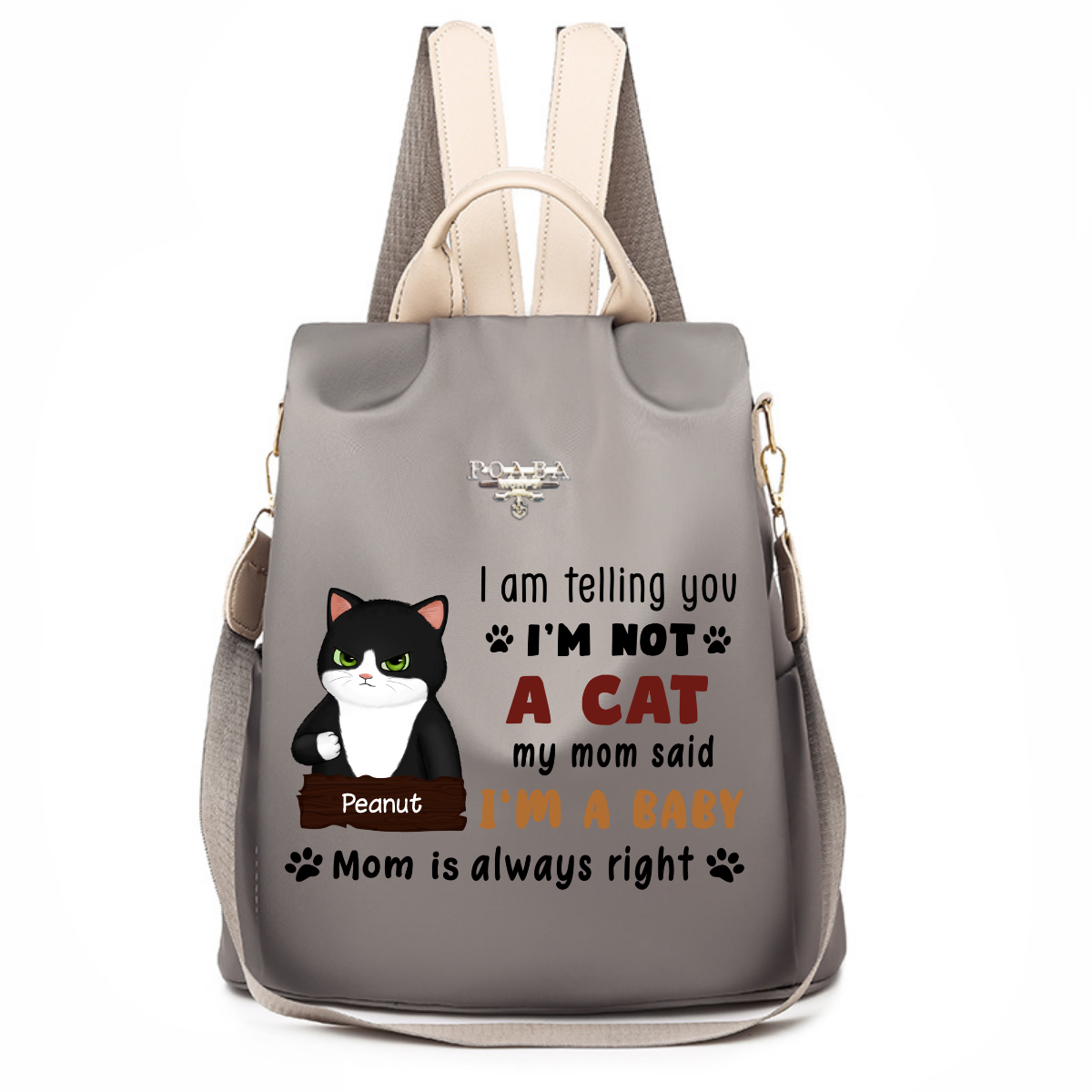 Telling You I‘m A Baby Grumpy Fluffy Cat Personalized Backpack