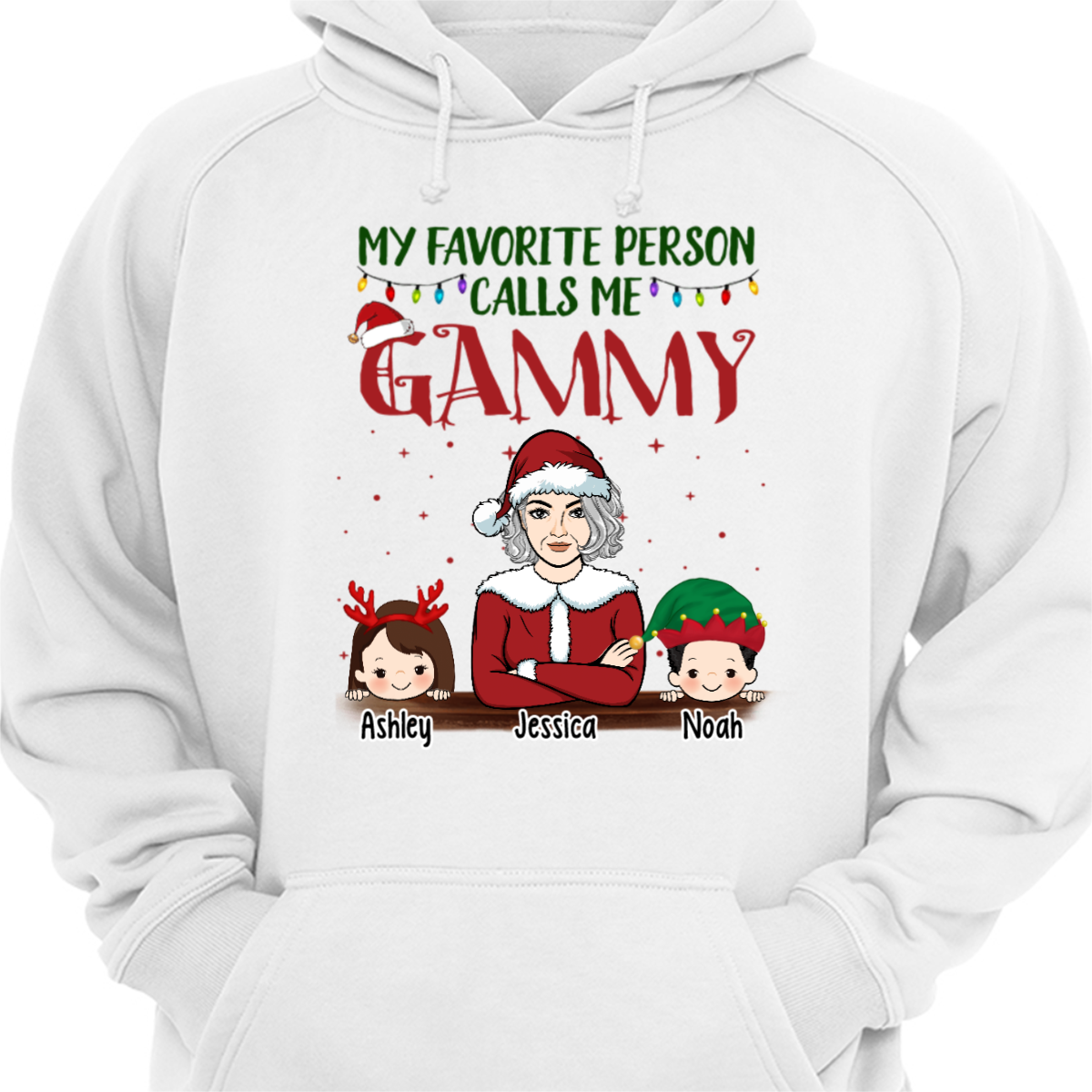 Favorite People Call Me Grandpa Grandma Claus Personalized Hoodie Sweatshirt