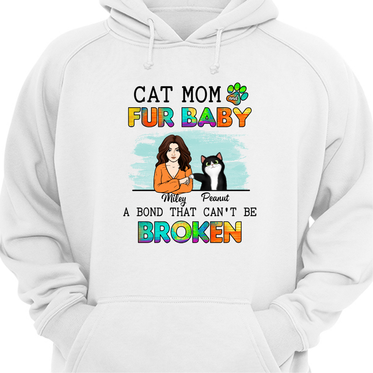 Cat Mom Fur Babies Personalized Hoodie Sweatshirt