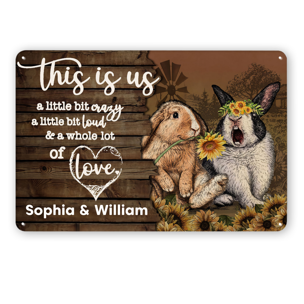 Personalized Rabbit Couple A Little Bit Metal Signs