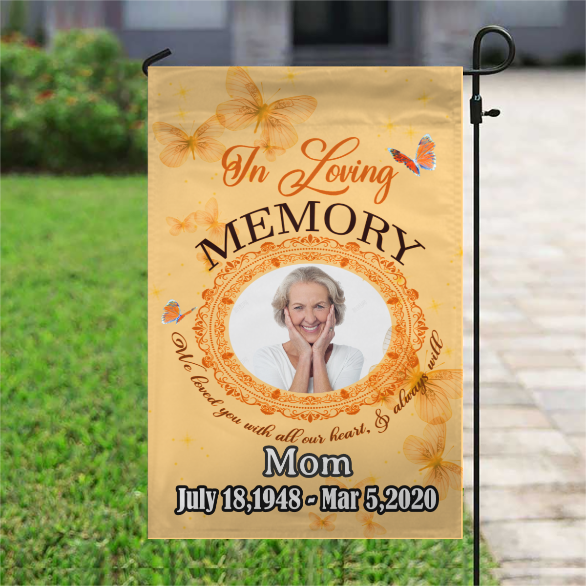 In Loving Memory Personalized Photo Memorial Garden & House Flag