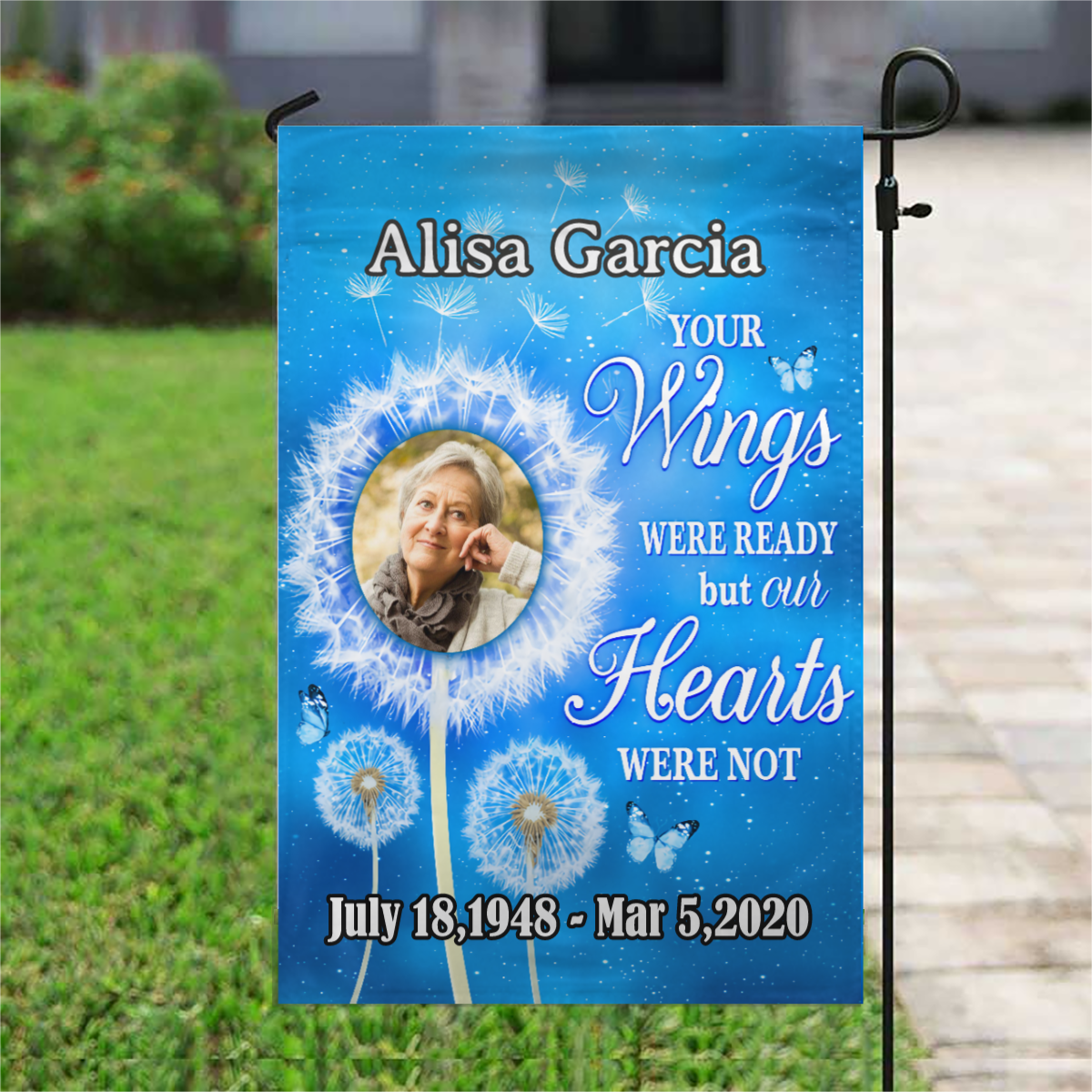 Dandelion Photo Personalized Memorial Garden & House Flag