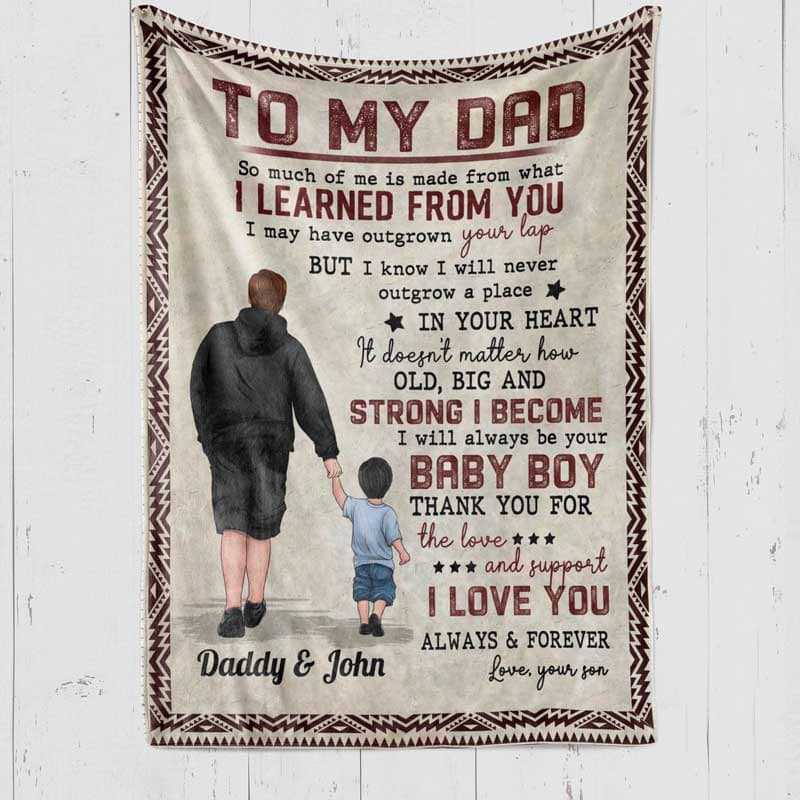 To My Dad From Little Son Daughter Personalized Fleece Blanket