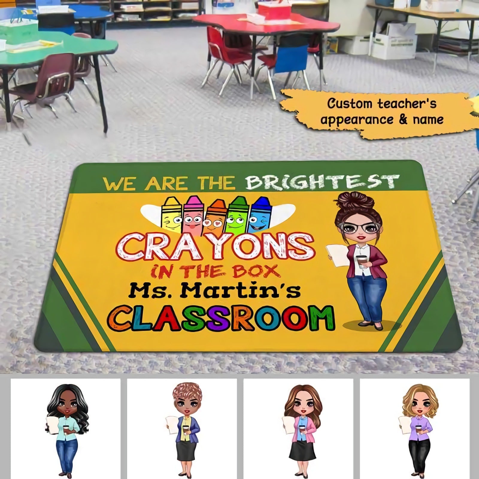 Brightest Crayons Teacher Gift 新学期 パーソナライズド ドアマット