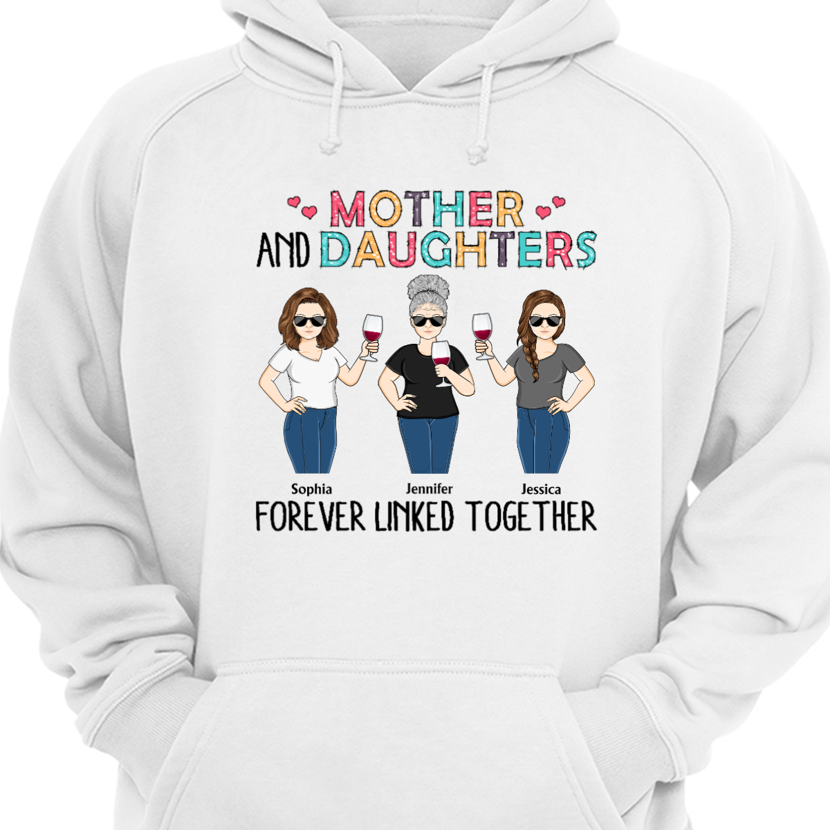 Mother & Daughter Forever Linked Together Family - Mom Gift - Personalized Hoodie Sweatshirt