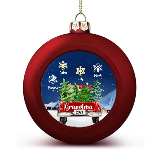 Personalized Mom Grandma Red Truck Christmas Ball Ornaments