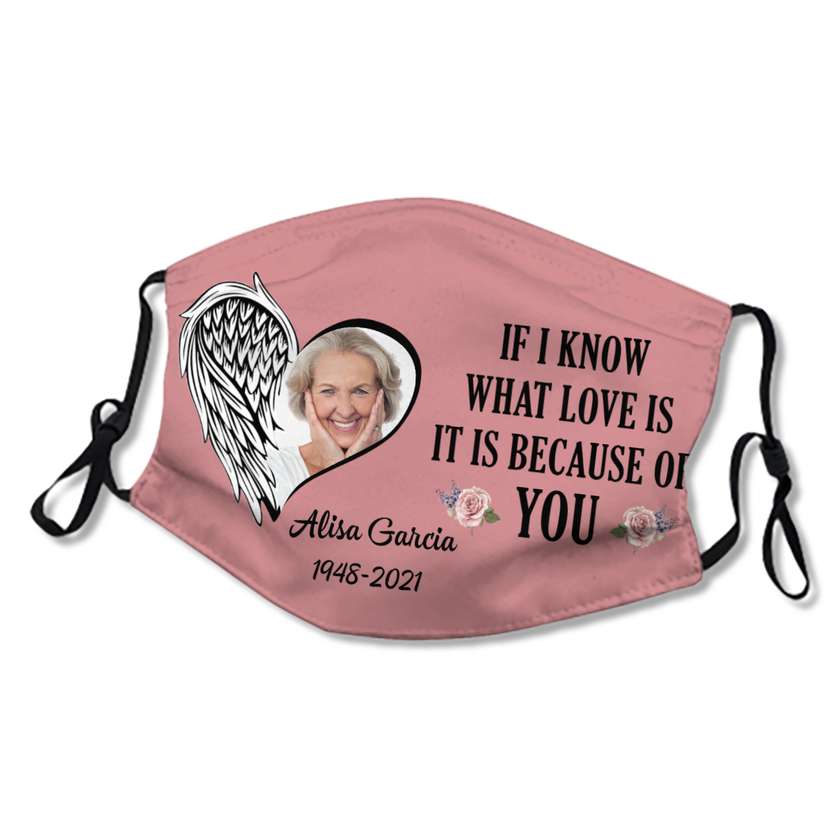 Angel Heart Memorial Mother Upload Photo You Are My Pieces Personalized Face Mask