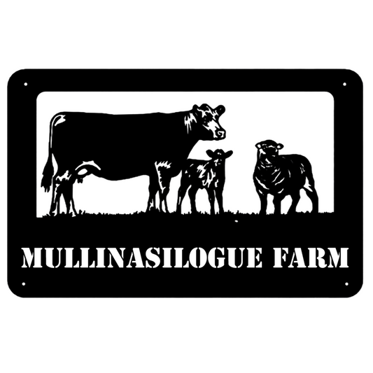 Aberdeen Angus Cow Calf Sheep Farm Name Address Sign Laser Cut