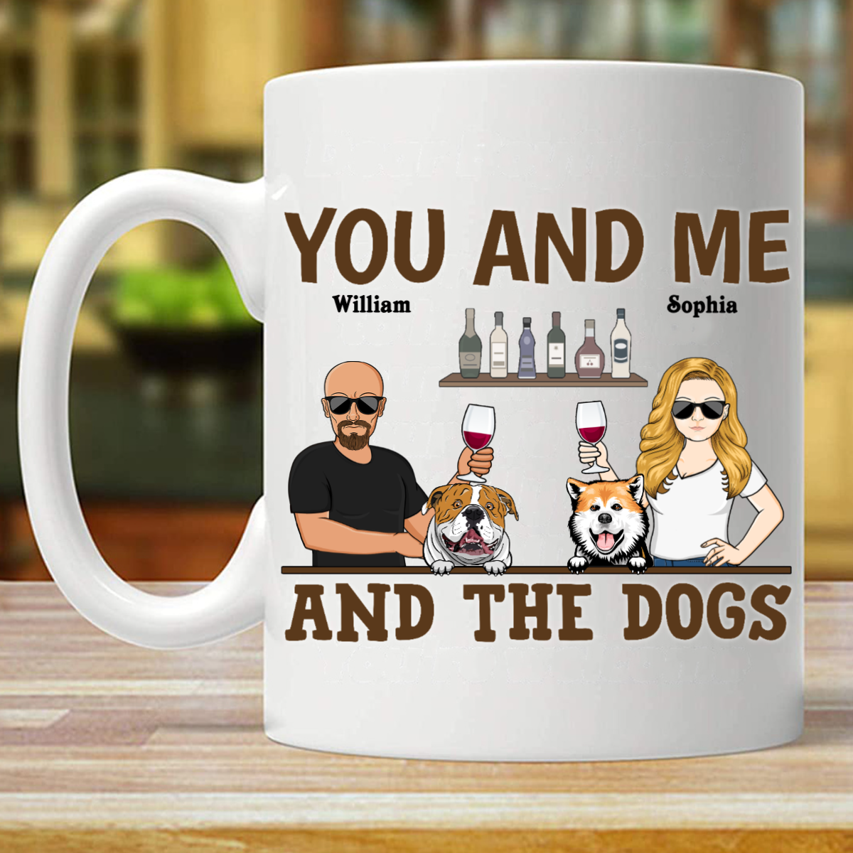 You & Me And The Dogs Couple Husband Wife - Gift For Dog Lovers - Personalized Custom Personalized Mug (Double-sided Printing)