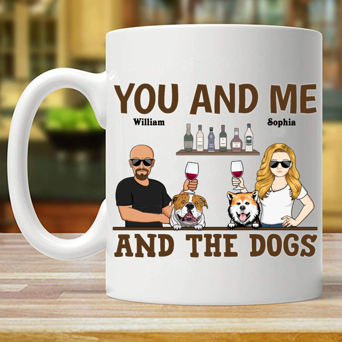 You &amp; Me And The Dogs カップル 夫 妻 - 犬愛好家へのギフト - パーソナライズ カスタム パーソナライズ マグ (両面印刷)