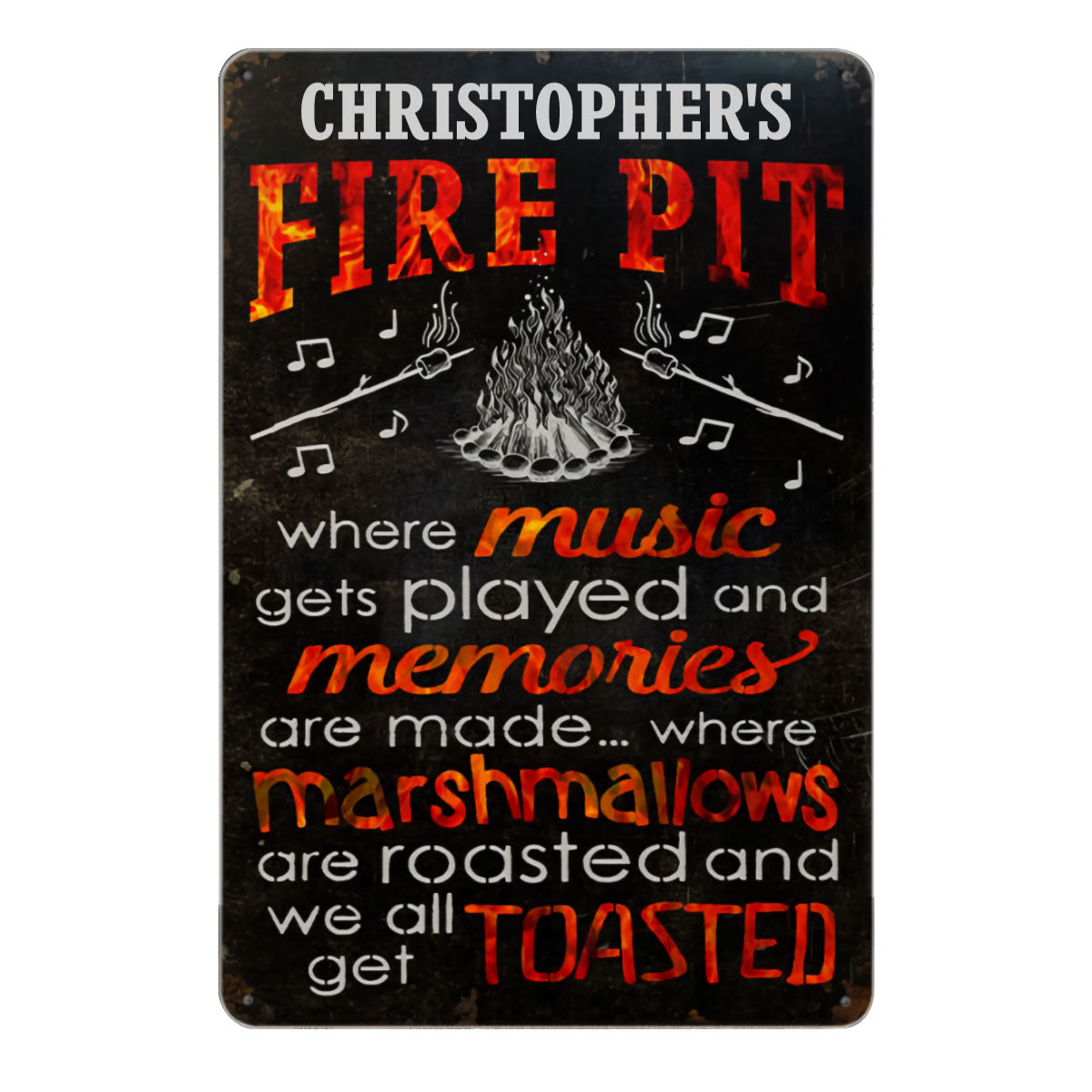 Personalized Camping Fire Pit Get Toasted Color Customized Classic Metal Signs