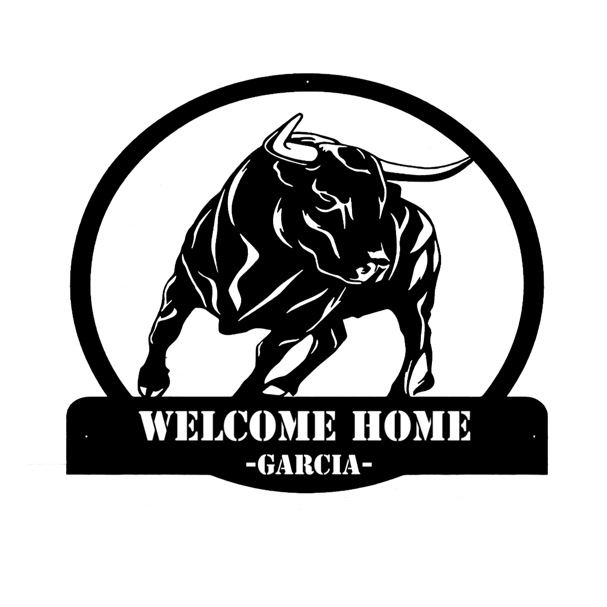 Personalized Bull Ranch Custom family name Bull sign, Metal Bull sign
