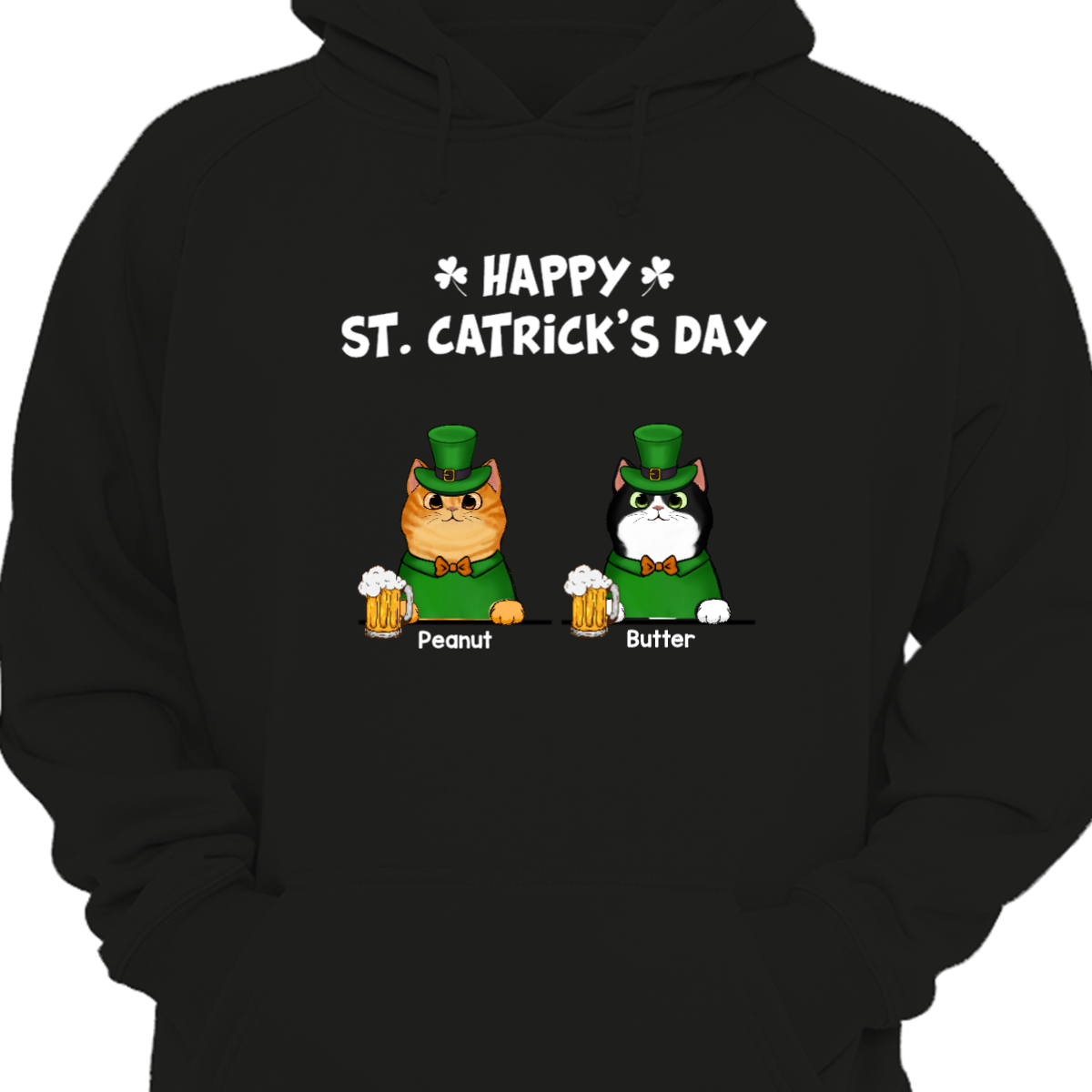 Happy St Patrick‘s Day Fluffy Cat Personalized Hoodie Sweatshirt