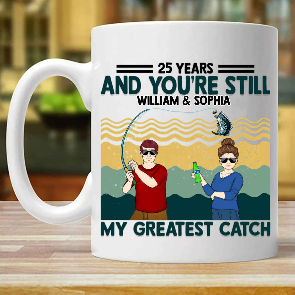 My Greatest Catch Husband Wife Fishing Couple - Personalized Custom Mug (Double-sided Printing)