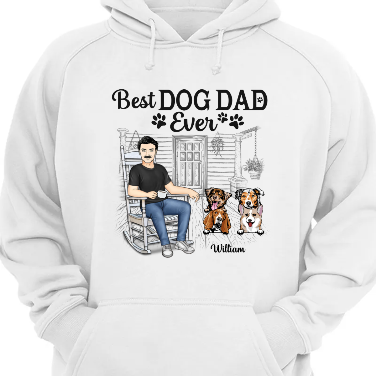 Best Dog Dad Ever - 父へのギフト - パーソナライズされたカスタム パーカー スウェットシャツ