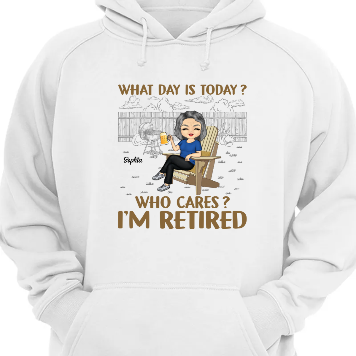 What Day Is Today Who Cares Retired Grilling - Retirement Gift - Personalized Custom Hoodie Sweatshirt