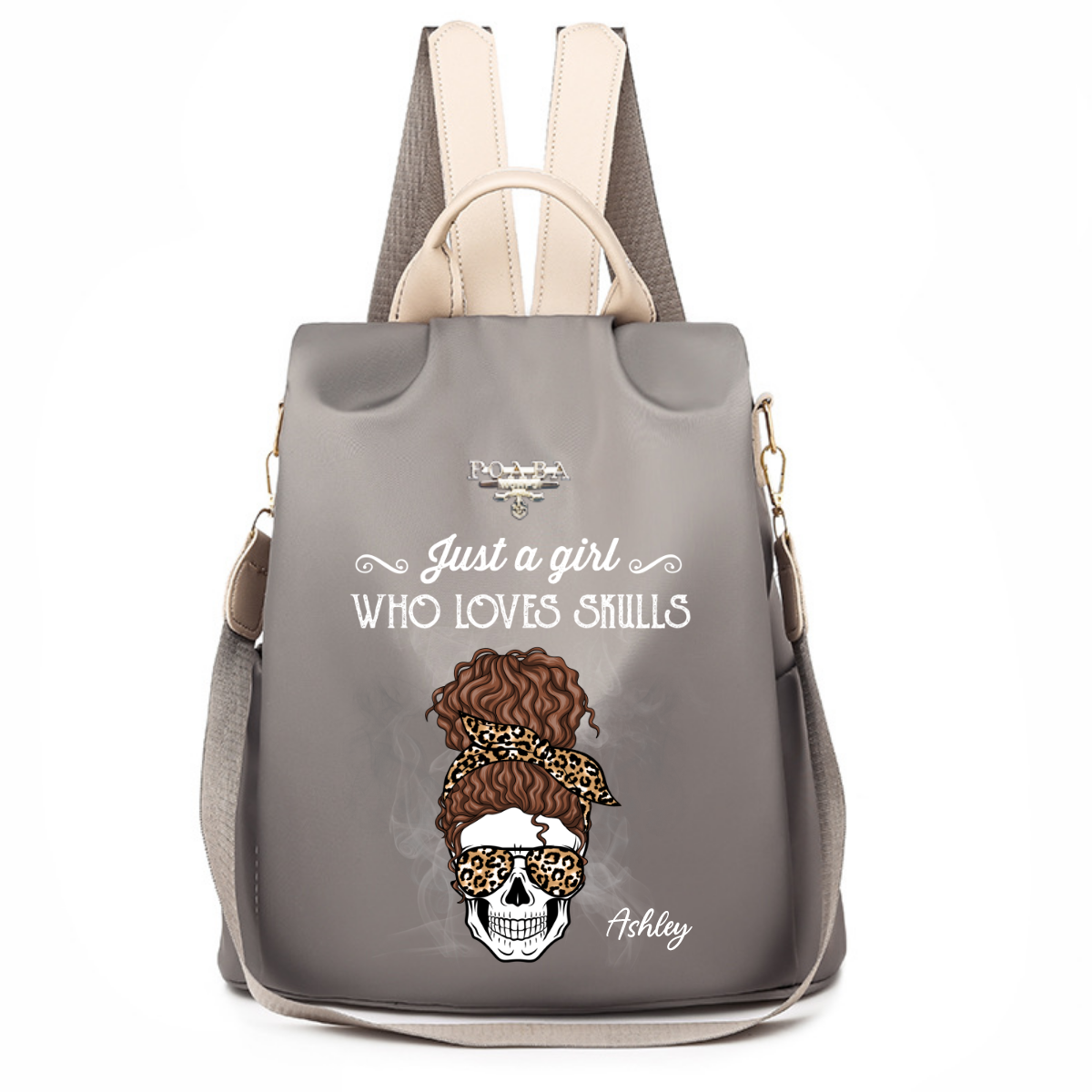 I Do What I Want Skull Messy Bun Personalized Backpack