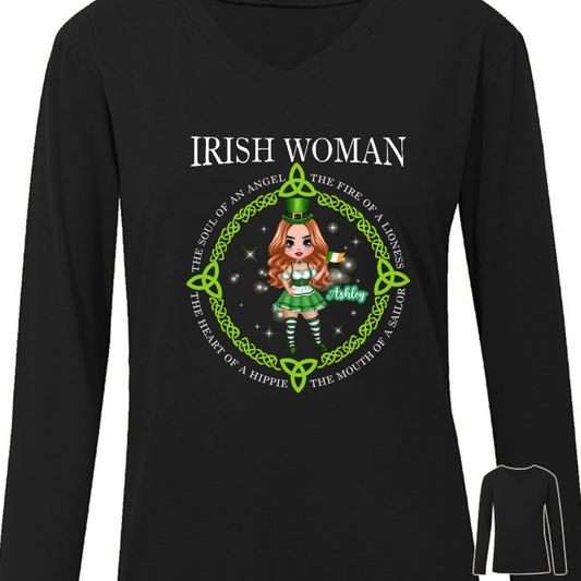 Irish Doll Woman Personalized Long Sleeve Shirt