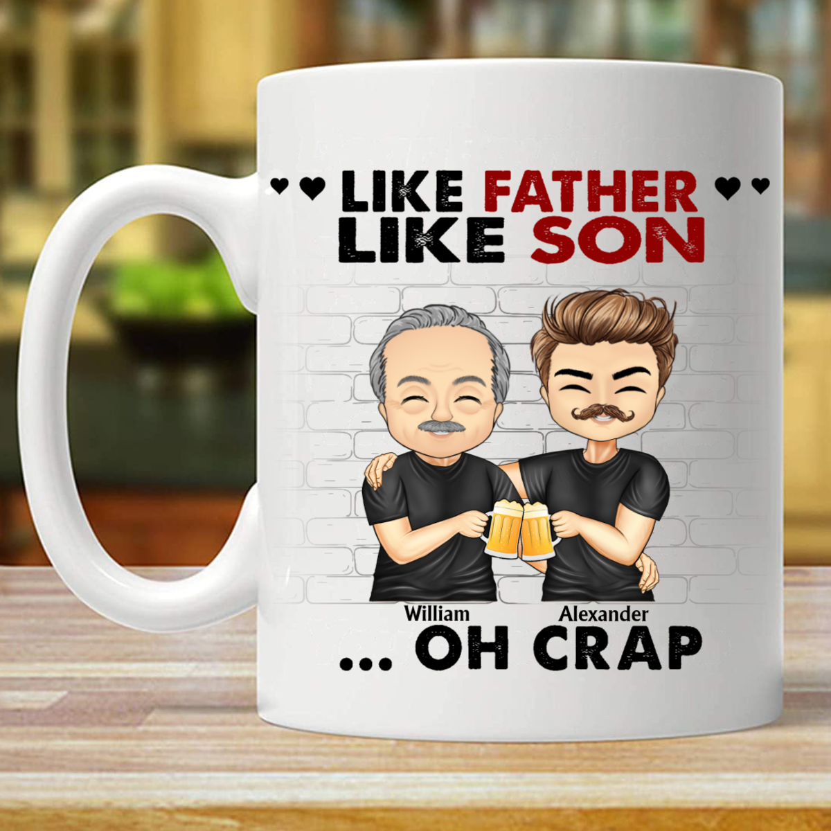 Like Father Like Daughter Son - Father Gift - Personalized Mug (Double-sided Printing)