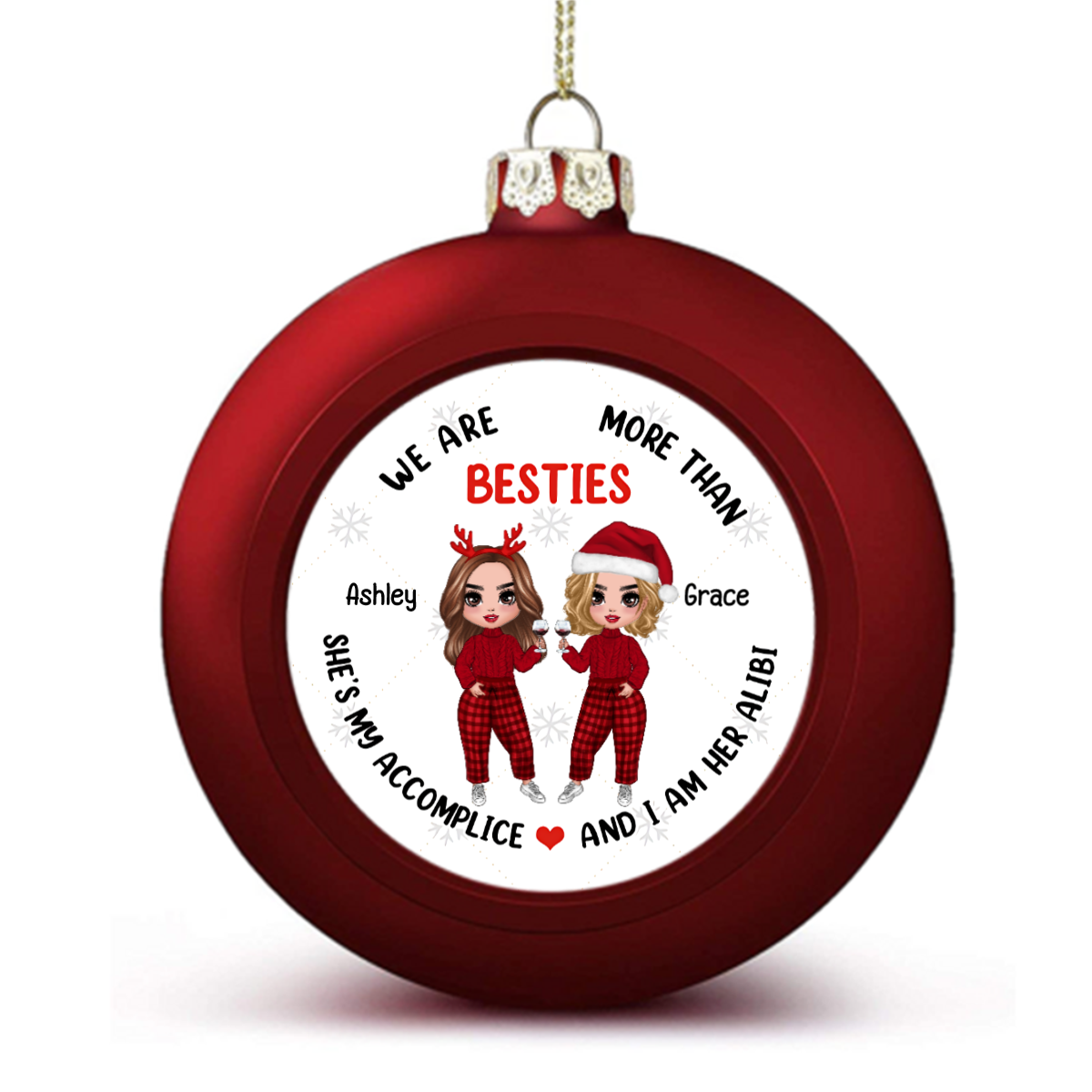 Doll Besties Accomplice Alibi Christmas Personalized Ball Ornaments