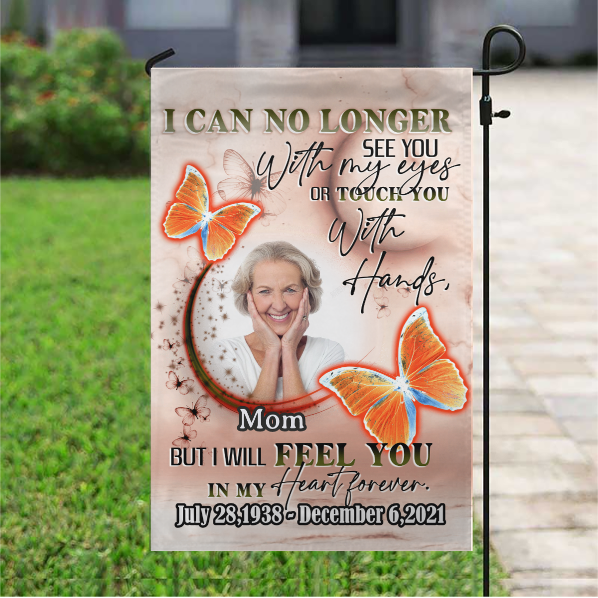 Feel You In My Heart Forever Personalized Photo Memorial Garden & House Flag