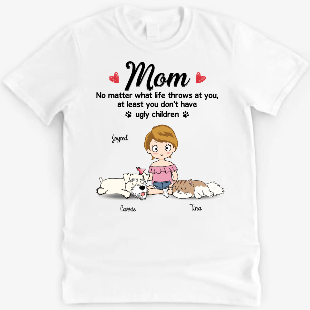 Chibi Girl Dog Cat Mom No Matter What Personalized Shirt