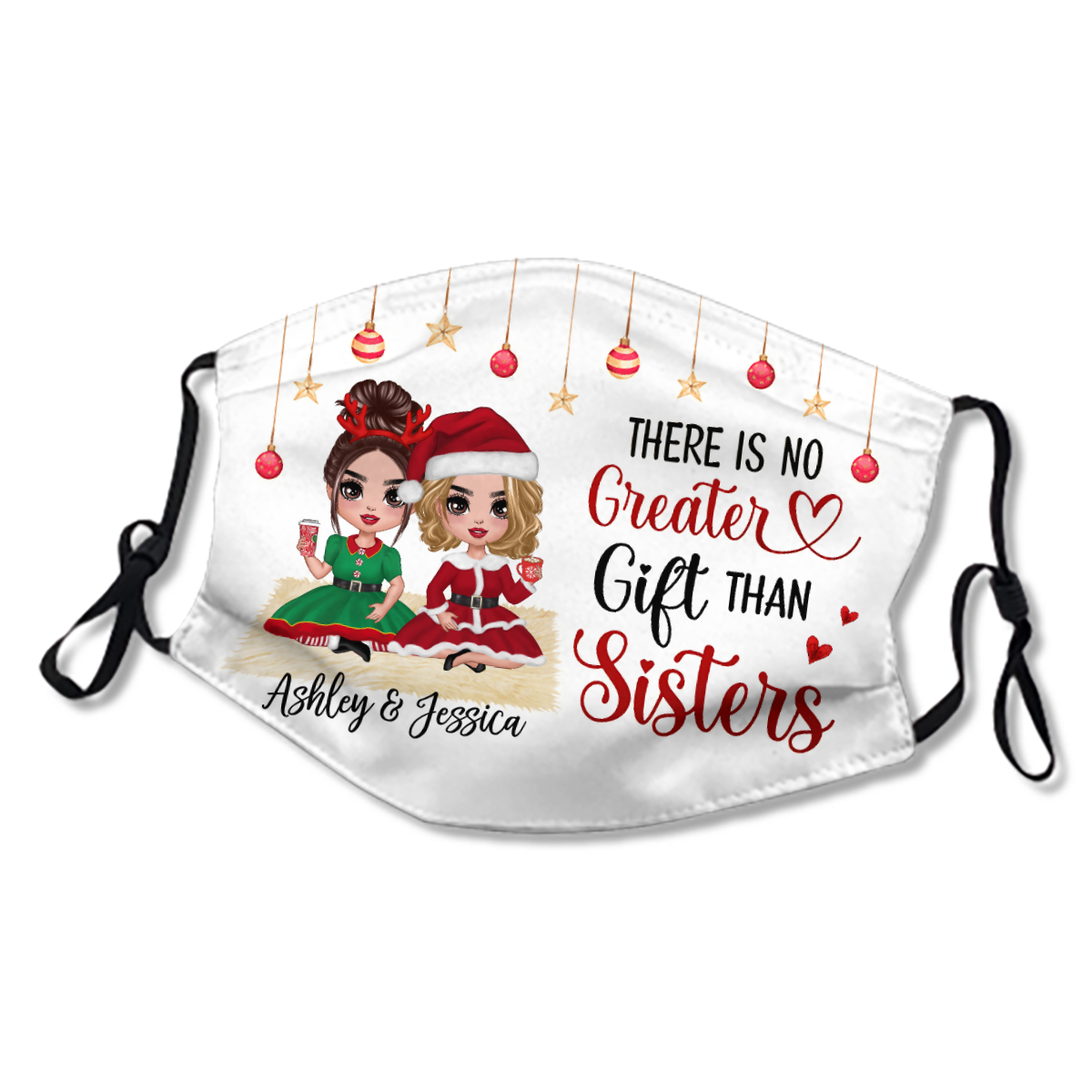 Christmas Doll Besties Sitting Personalized Masks